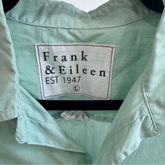Frank & Eileen Frank Poplin Button Down Shirt Micro Check Mint Green Size Large - Picture 4 of 5